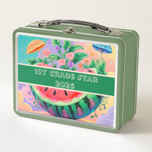 Colourful watermelon 1st grade star 2025 metal lunch box