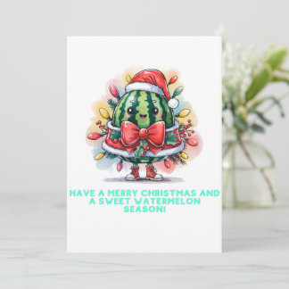 Colourful watermelon Christmas tree Holiday Card