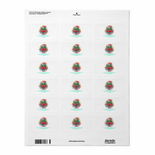 Colourful watermelon Christmas tree Label