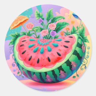 Colourful watermelon for Summer Classic Round Sticker