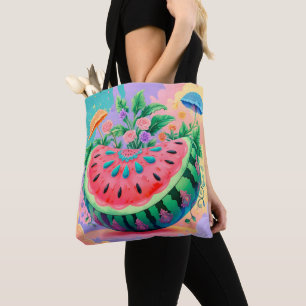 Colourful watermelon tote bag