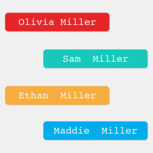 Colourful waterproof name labels for school daycar
