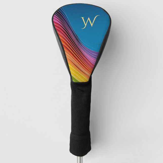Colourful Wave Initial Golf Head Cover (Front)