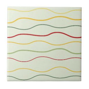 Colourful Wave Lines Pattern Ceramic Tile