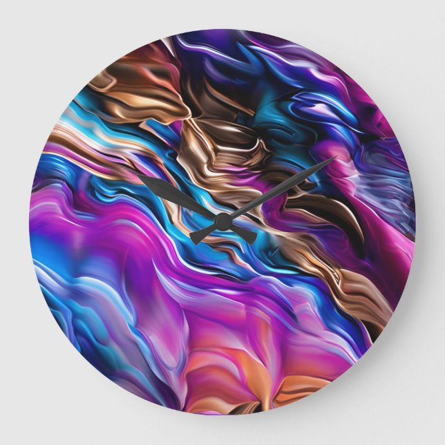 Colourful Waves Abstract Art Clock (Front)