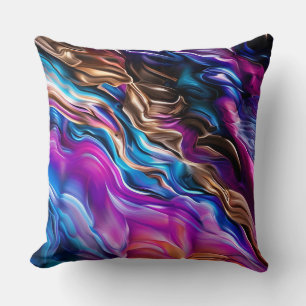 Colourful Waves Abstract Art Cushion
