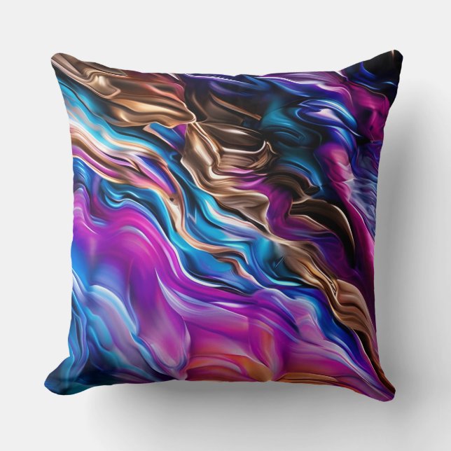 Colourful Waves Abstract Art Cushion (Front)