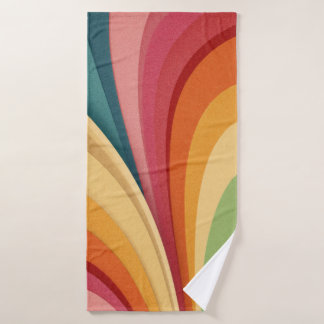 Colourful waves and shapes in design bath towel