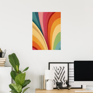 Colourful waves and shapes in design poster