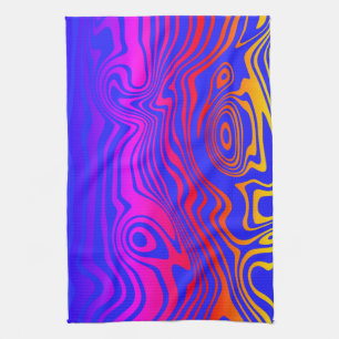 Colourful Waves Art Design Kitchen Towel