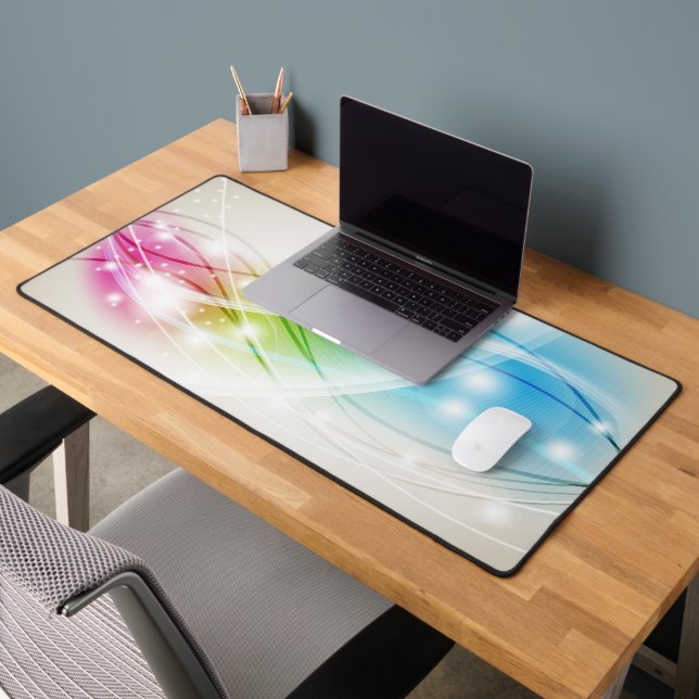 Colourful Waves Beige Background Desk Mat (Office 2)