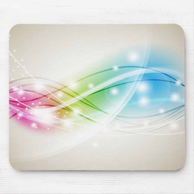 Colourful Waves Beige Background Mousepad (Front)