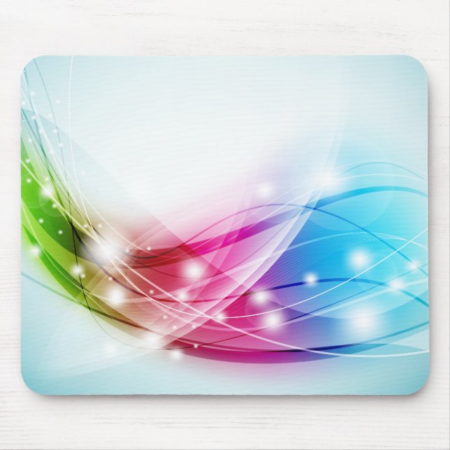 Colourful Waves Blue Background Mousepad (Front)