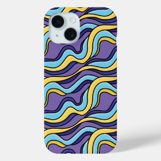 Colourful Waves Funky Retro Modern Pattern iPhone 15 Case