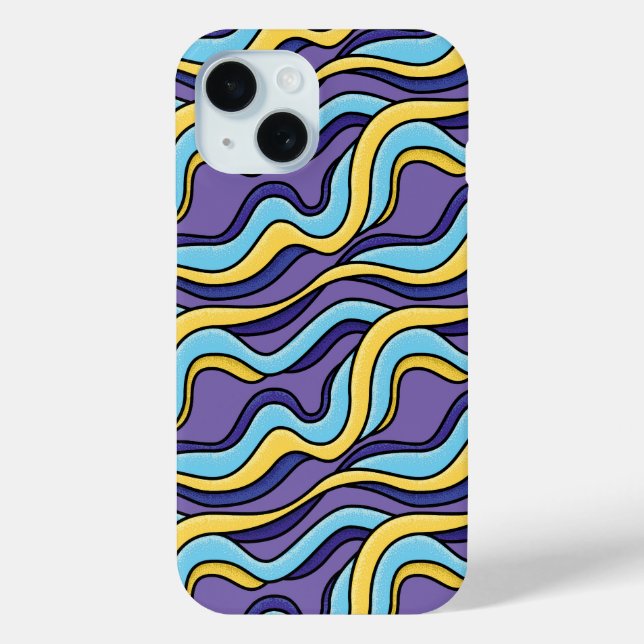 Colourful Waves Funky Retro Modern Pattern Case-Mate iPhone Case (Back)