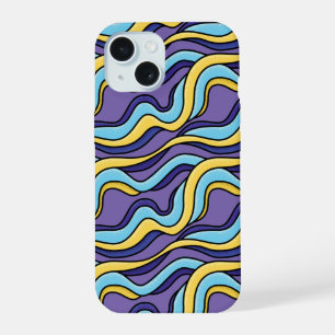Colourful Waves Funky Retro Modern Pattern iPhone 15 Case