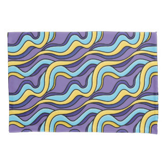Colourful Waves Funky Retro Modern Pattern Pillow Pillowcase