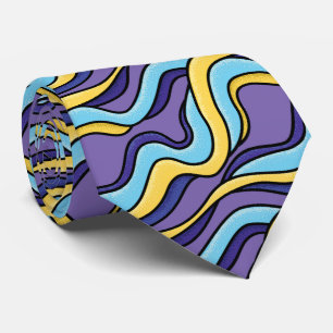 Colourful Waves Funky Retro Modern Pattern Tie