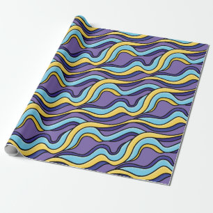Colourful Waves Funky Retro Modern Pattern Wrapping Paper