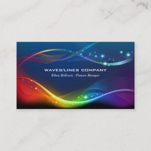 Colourful Waves Lines Business Card
