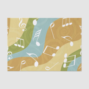 Colourful waves of Music Notes Tissue Paper