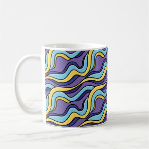 Colourful Waves Pattern Funky Retro Modern Abstrac Coffee Mug