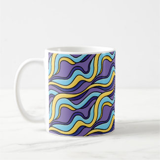 Colourful Waves Pattern Funky Retro Modern Abstrac Coffee Mug
