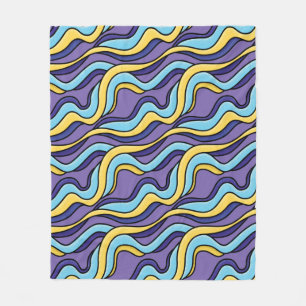 Colourful Waves Pattern Funky Retro Modern Abstrac Fleece Blanket
