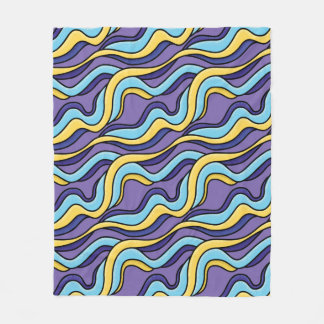 Colourful Waves Pattern Funky Retro Modern Abstrac Fleece Blanket