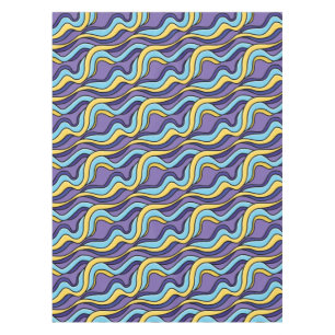Colourful Waves Pattern Funky Retro Modern Abstrac Tablecloth