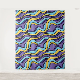 Colourful Waves Pattern Funky Retro Modern Abstrac Tapestry