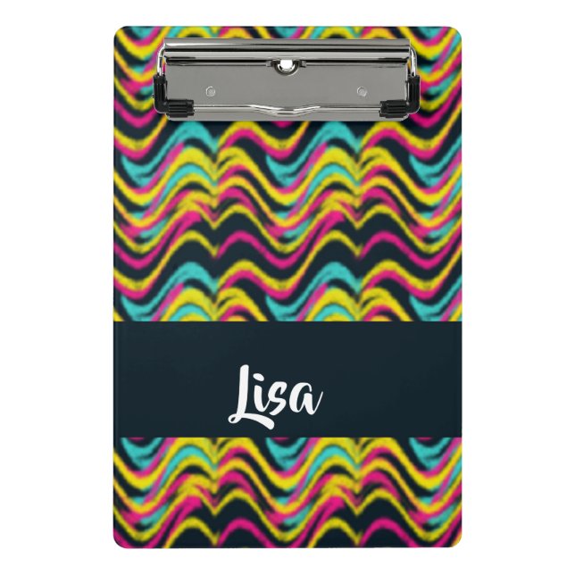 Colourful waves pattern mini clipboard (Front)