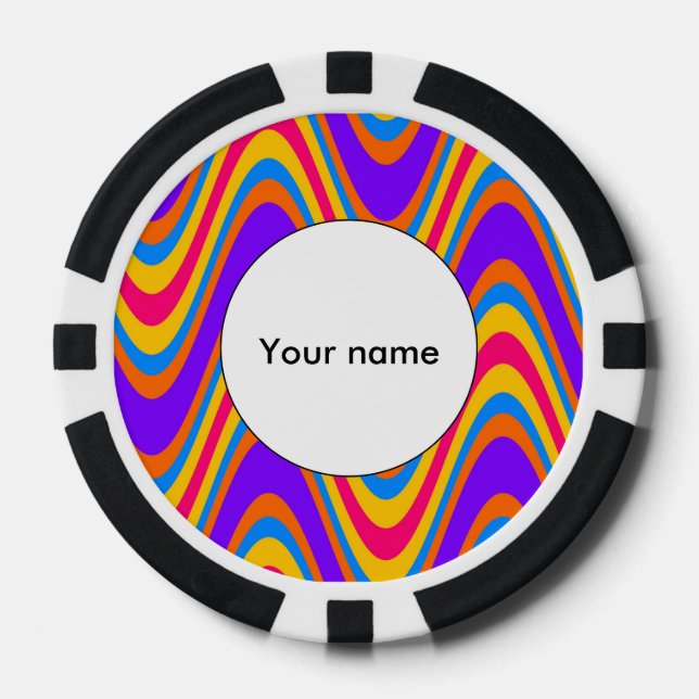 Colourful waves pattern poker chips (Front)