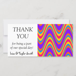 Colourful waves pattern thank you card