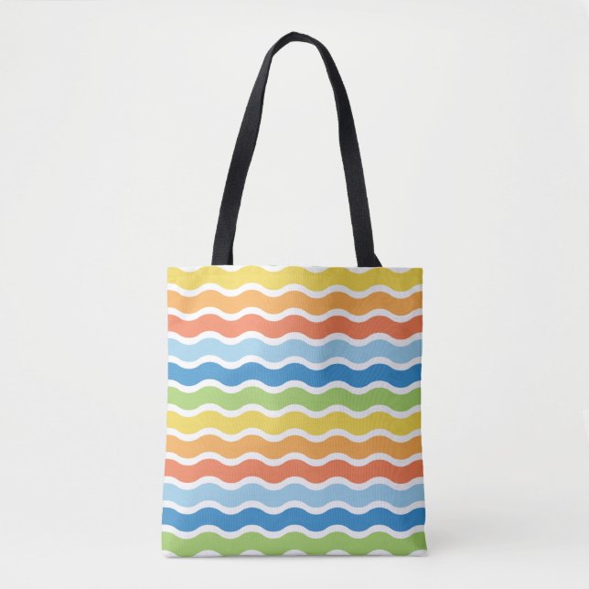 Colourful Waves Pattern Tote Bag (Front)