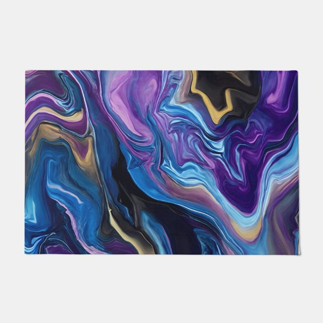 Colourful Waves Purple Blue Welcome Mat (Front)