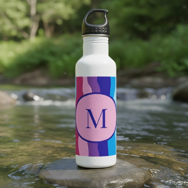 Colourful waves with monogram 532 ml water bottle (colorful bottle with monogram)