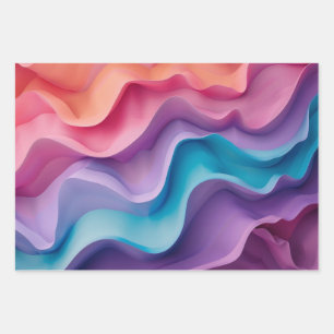 Colourful Waves Wrapping Paper Sheet