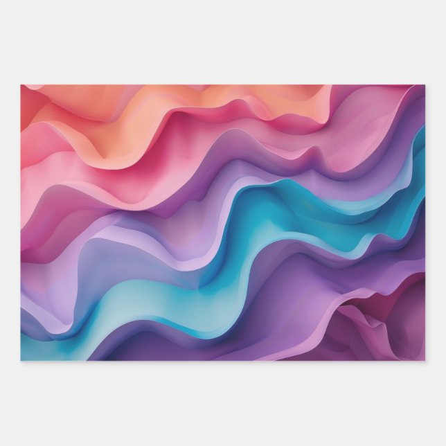 Colourful Waves Wrapping Paper Sheet (Front)