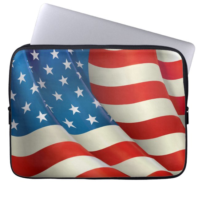 Colourful Waving U.S. Flag Laptop Sleeve (Front)