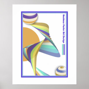colourful wavvy line bauhaus vintage posterart poster