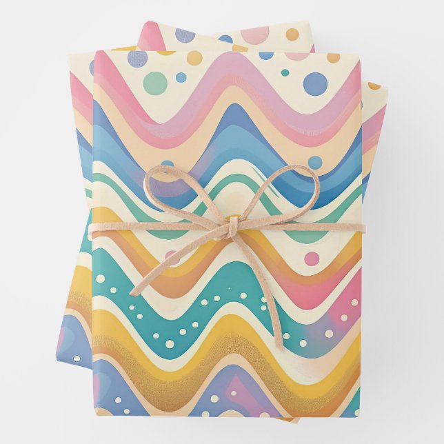 Colourful Wavy Chevron Zigzag Pattern Wrapping Paper Sheet (In situ)