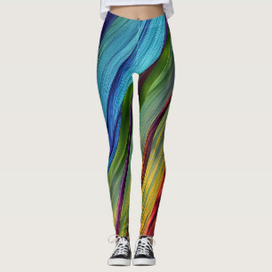 Colourful WAVY Design in Blue and Teal Leggings