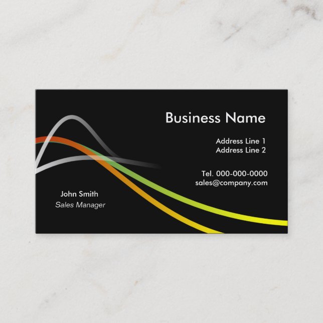 Colourful Wavy LInes Business Cards (Front)