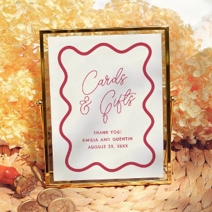 Colourful Wavy Retro Wedding Cards & Gifts Sign