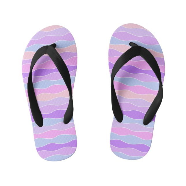 Colourful Wavy Stripes Kid's Flip Flops (Footbed)