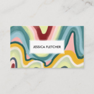 Colourful Wavy Stripes Minimalist Cool Business Card