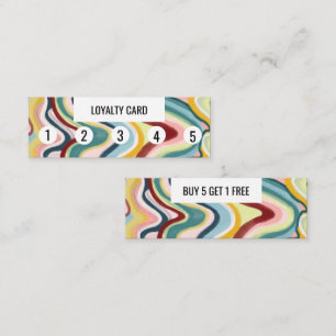 Colourful Wavy Stripes Minimalist Cool Curves 5  Loyalty Card