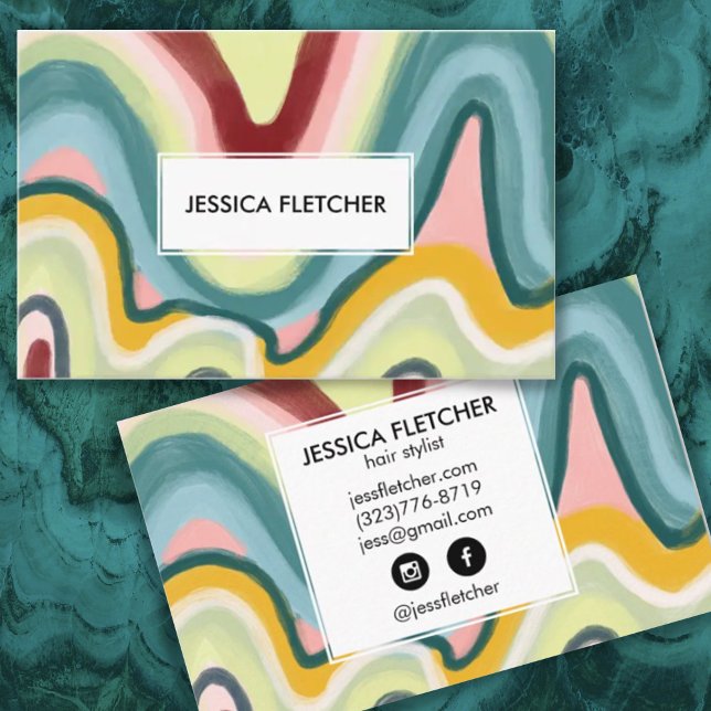 Colourful Wavy Stripes Minimalist Cool Modern Business Card (Creator Uploaded)