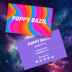 Colourful Wavy Stripes Minimalist Rainbow Bold  Business Card